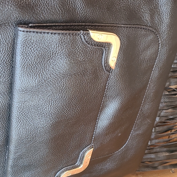 BEBE Black Fringe Shoulder Bag - Picture 6 of 13